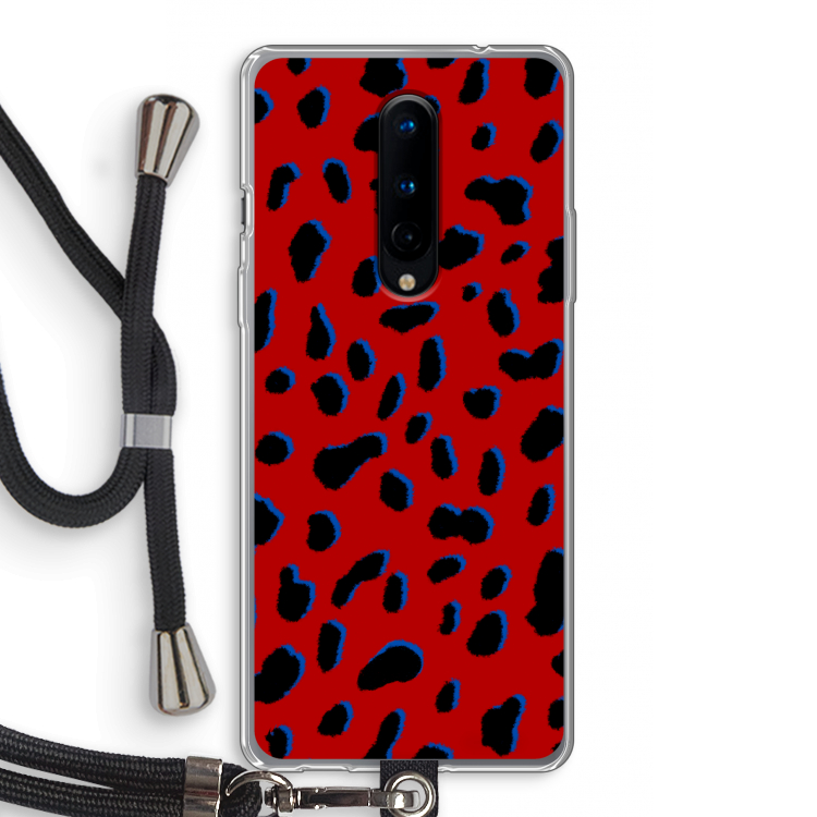 Red Leopard: OnePlus 8 Transparant Hoesje met koord