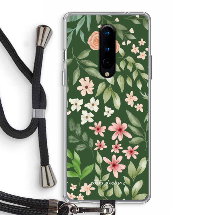 Botanical green sweet flower heaven: OnePlus 8 Transparant Hoesje met koord