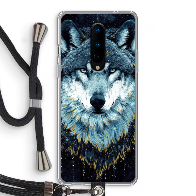Darkness Wolf: OnePlus 8 Transparant Hoesje met koord