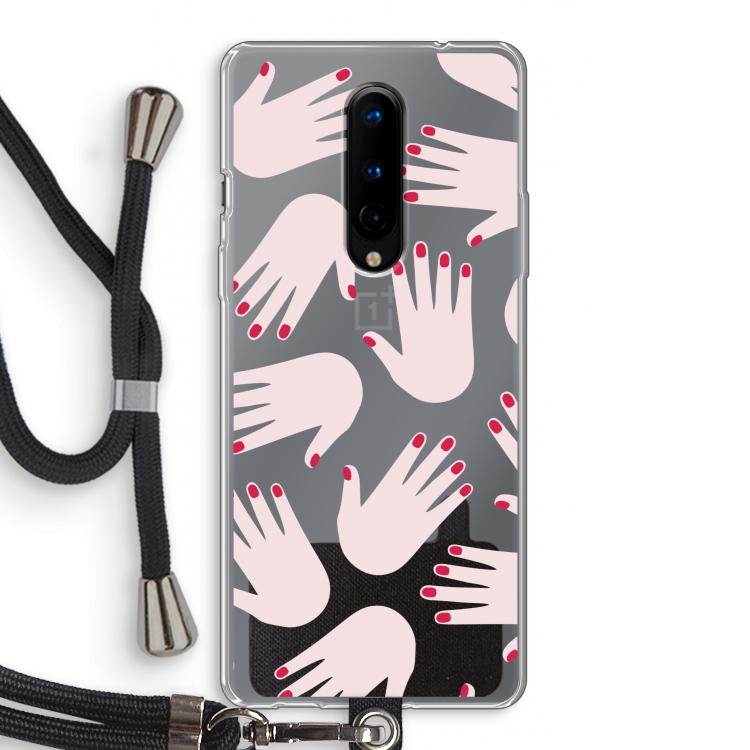 Hands pink: OnePlus 8 Transparant Hoesje met koord
