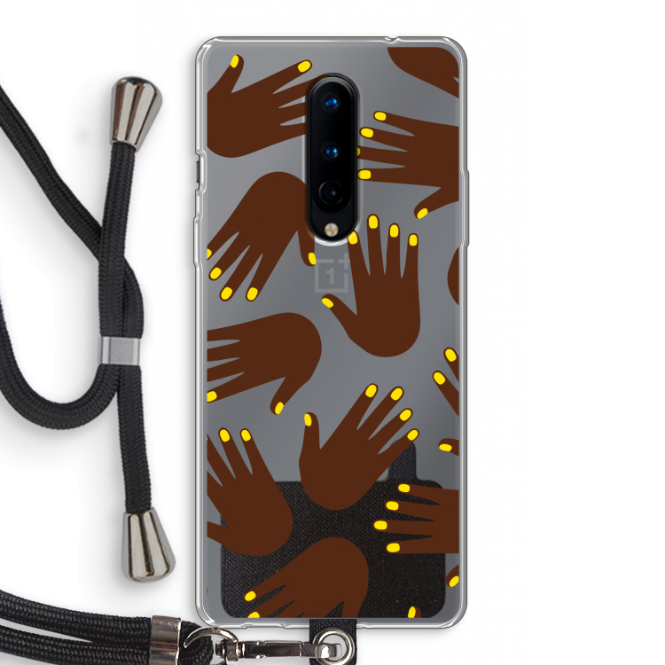 Hands dark: OnePlus 8 Transparant Hoesje met koord