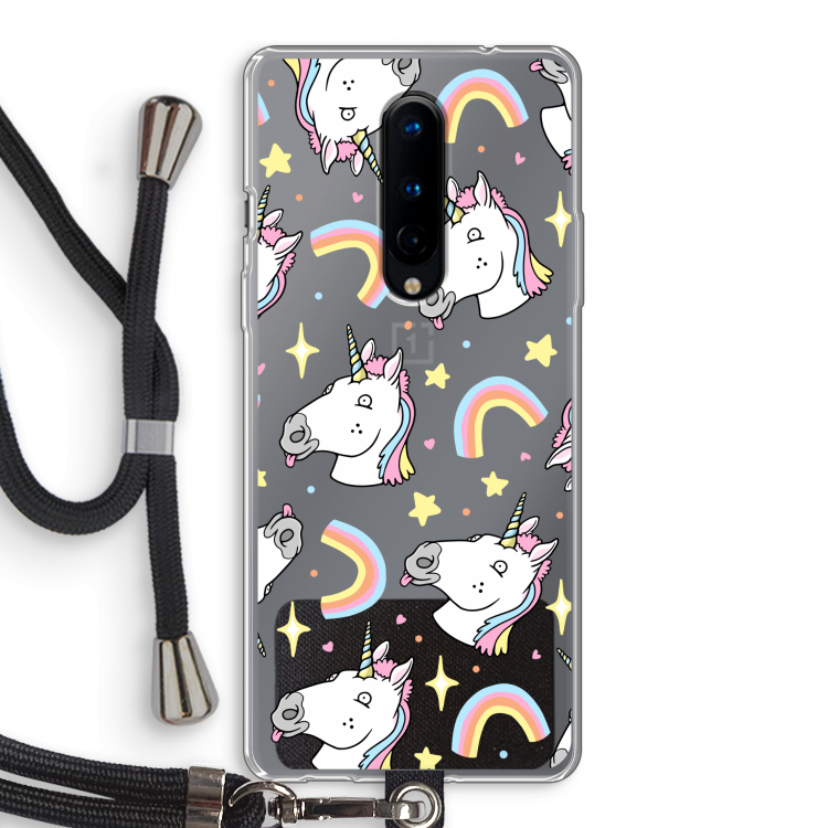 Rainbow Unicorn: OnePlus 8 Transparant Hoesje met koord
