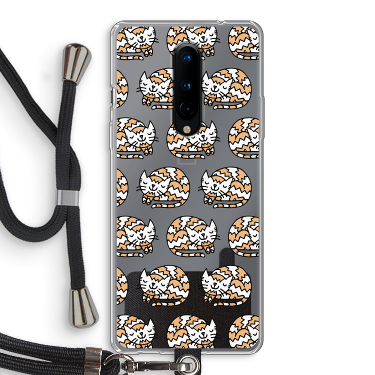 Slapende poes: OnePlus 8 Transparant Hoesje met koord