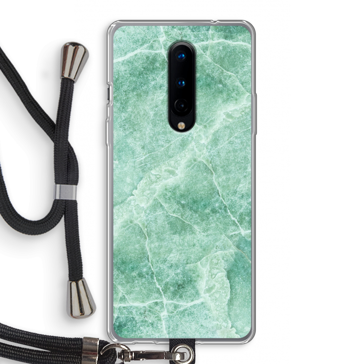 Groen marmer: OnePlus 8 Transparant Hoesje met koord