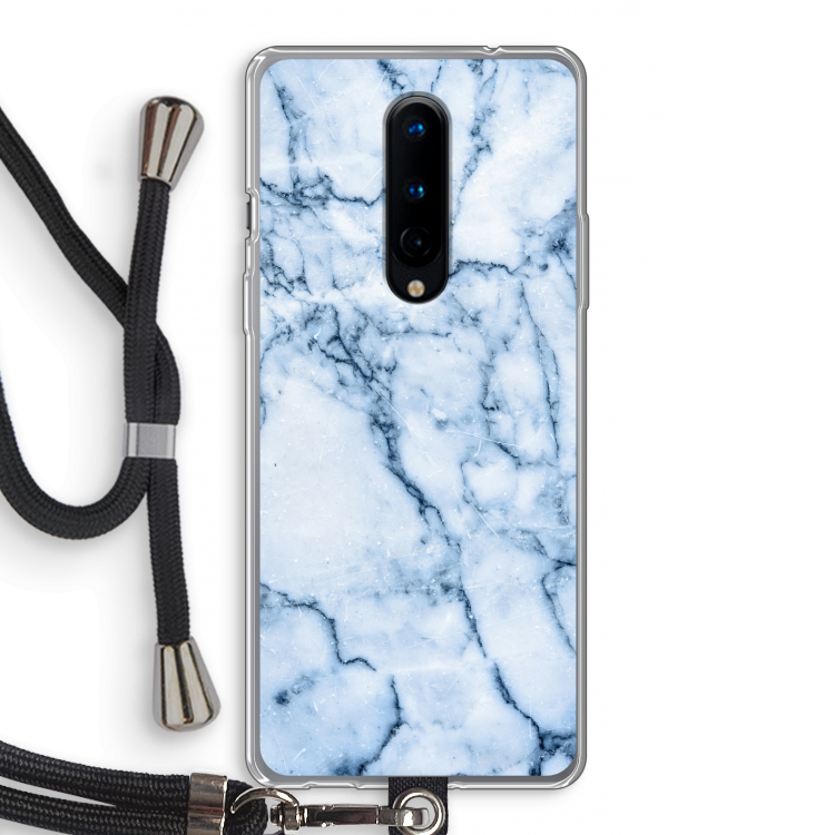 Blauw marmer: OnePlus 8 Transparant Hoesje met koord