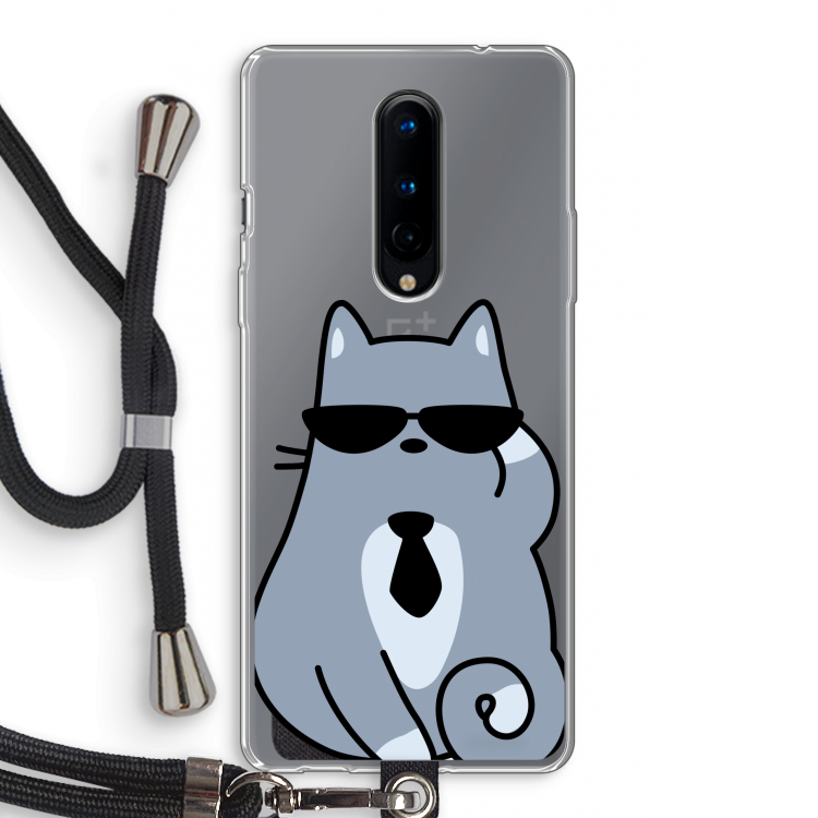 Cool cat: OnePlus 8 Transparant Hoesje met koord