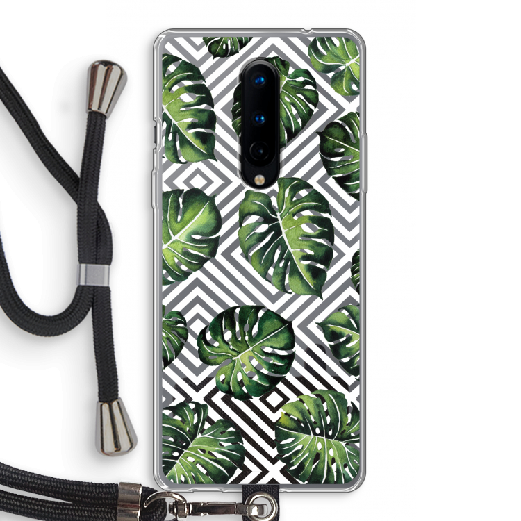 Geometrische jungle: OnePlus 8 Transparant Hoesje met koord