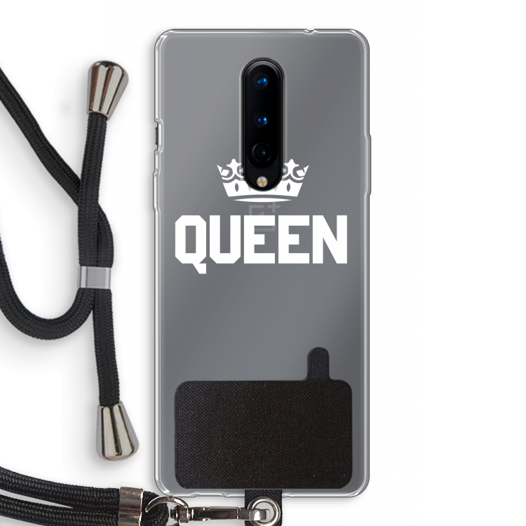 Queen zwart: OnePlus 8 Transparant Hoesje met koord