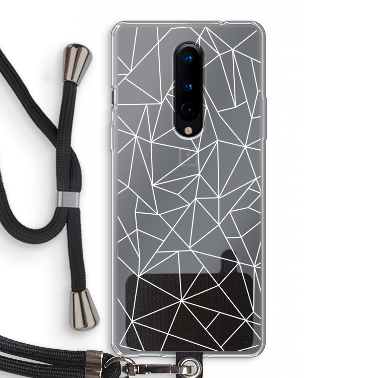 Geometrische lijnen wit: OnePlus 8 Transparant Hoesje met koord