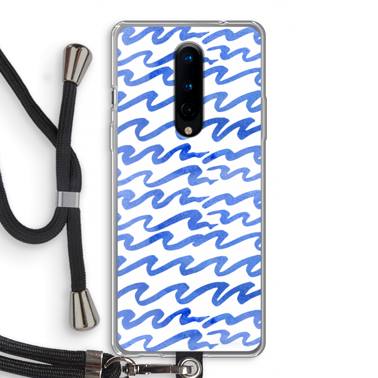 Blauwe golven: OnePlus 8 Transparant Hoesje met koord