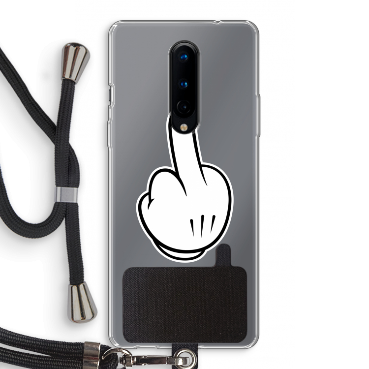 Middle finger black: OnePlus 8 Transparant Hoesje met koord