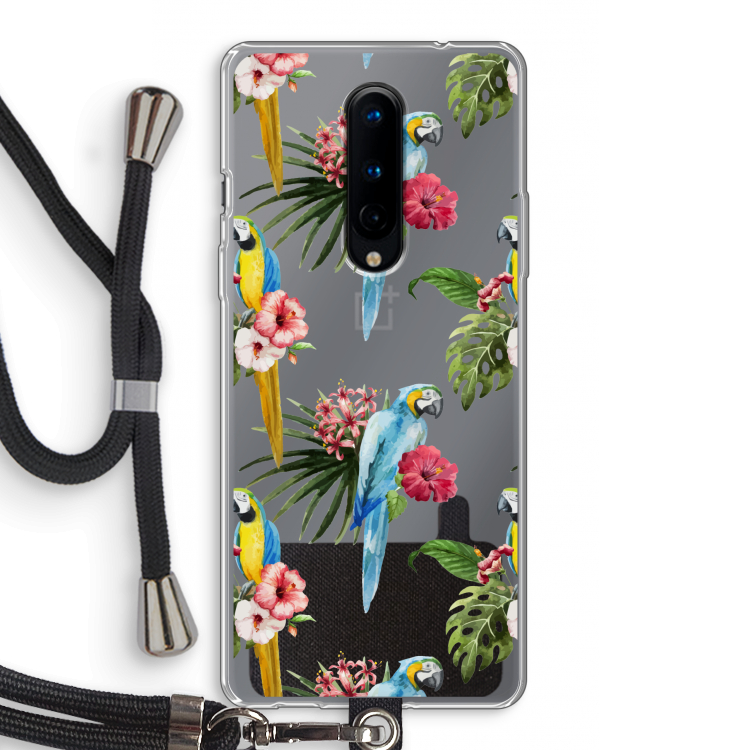 Kleurrijke papegaaien: OnePlus 8 Transparant Hoesje met koord