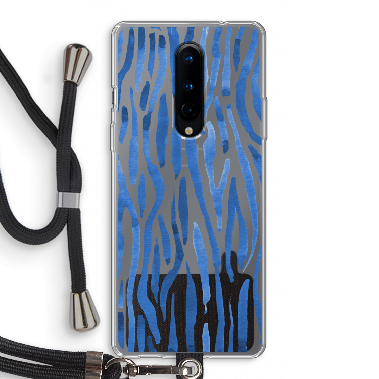 Blauwe nerven: OnePlus 8 Transparant Hoesje met koord