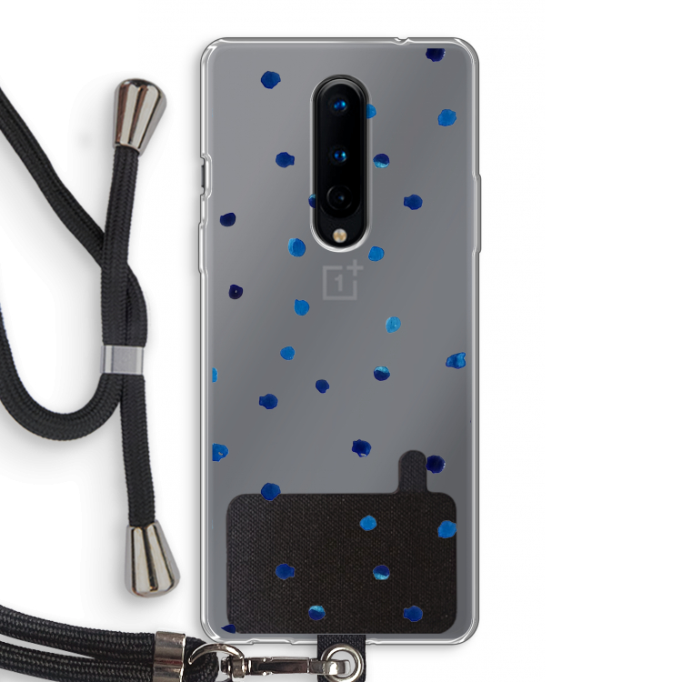 Blauwe stippen: OnePlus 8 Transparant Hoesje met koord
