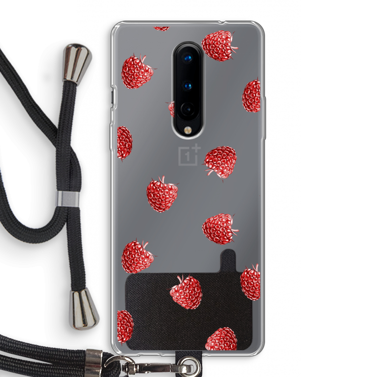 Framboosjes: OnePlus 8 Transparant Hoesje met koord