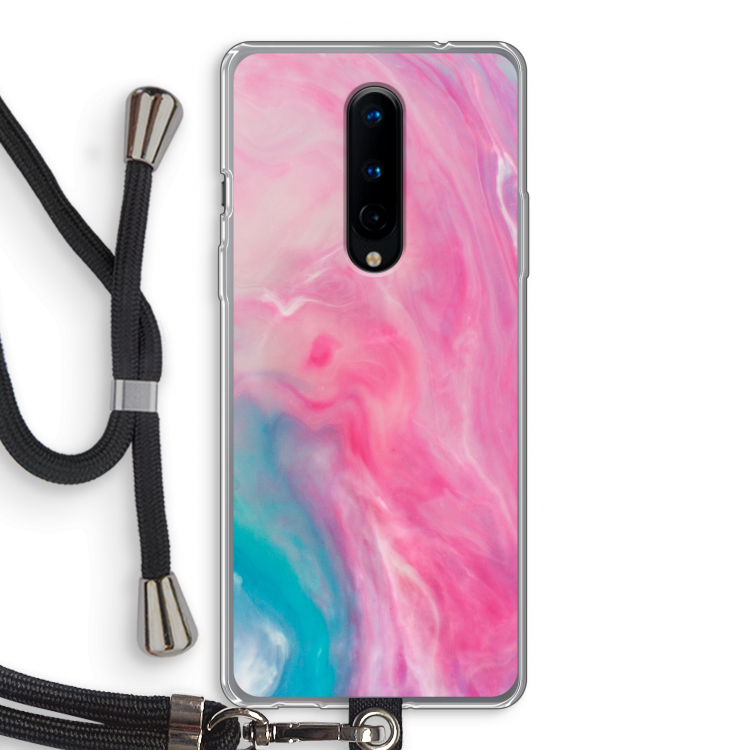 Roze explosie: OnePlus 8 Transparant Hoesje met koord