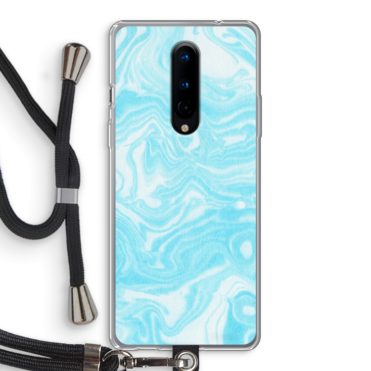 Waterverf blauw: OnePlus 8 Transparant Hoesje met koord