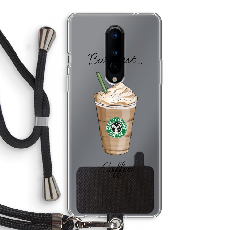 But first coffee: OnePlus 8 Transparant Hoesje met koord