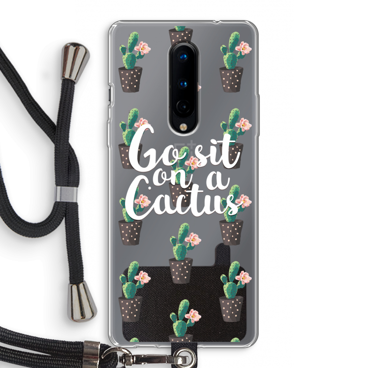 Cactus quote: OnePlus 8 Transparant Hoesje met koord