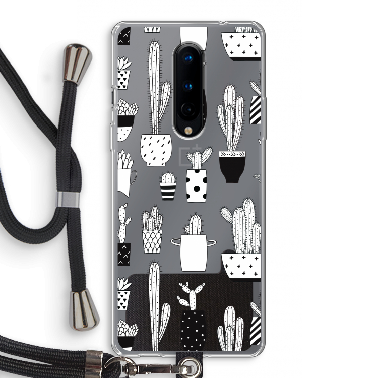 Cactusmotief: OnePlus 8 Transparant Hoesje met koord
