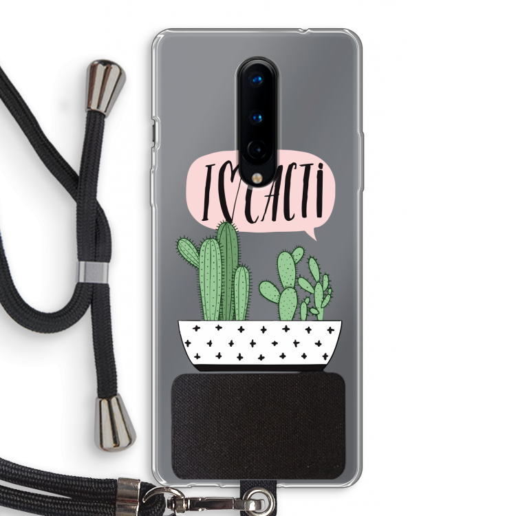 I love cacti: OnePlus 8 Transparant Hoesje met koord