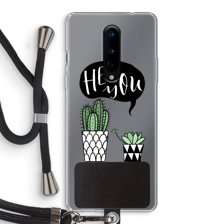 Hey you cactus: OnePlus 8 Transparant Hoesje met koord