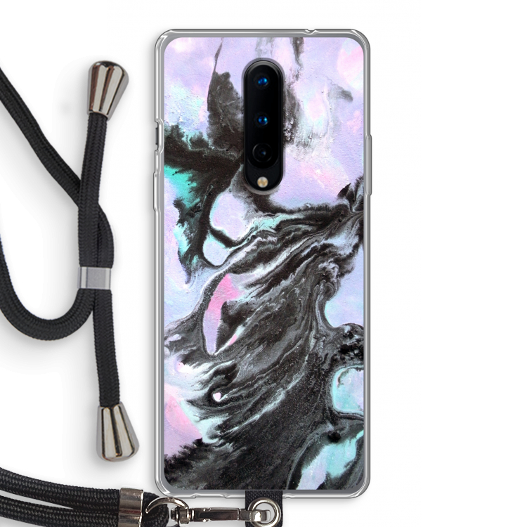 Pastel zwart: OnePlus 8 Transparant Hoesje met koord