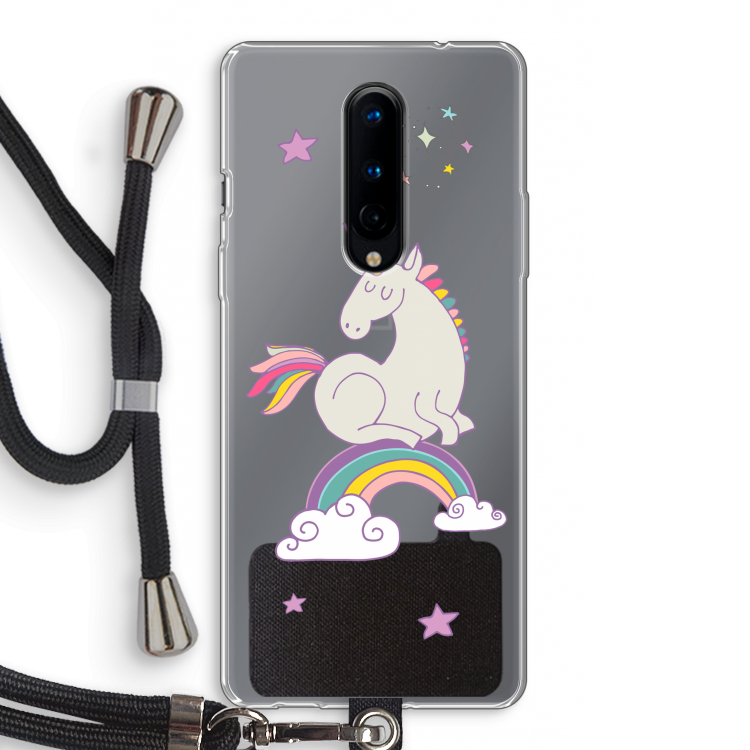 Regenboog eenhoorn: OnePlus 8 Transparant Hoesje met koord