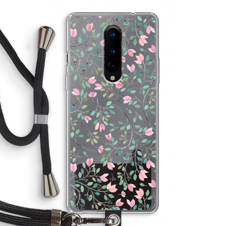 Sierlijke bloemen: OnePlus 8 Transparant Hoesje met koord
