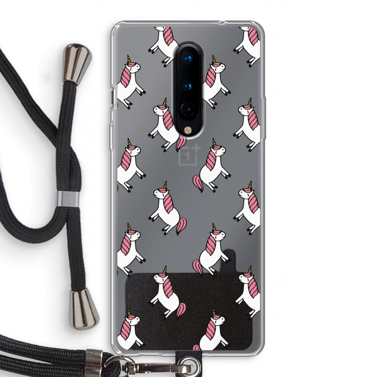 Eenhoorns overal: OnePlus 8 Transparant Hoesje met koord