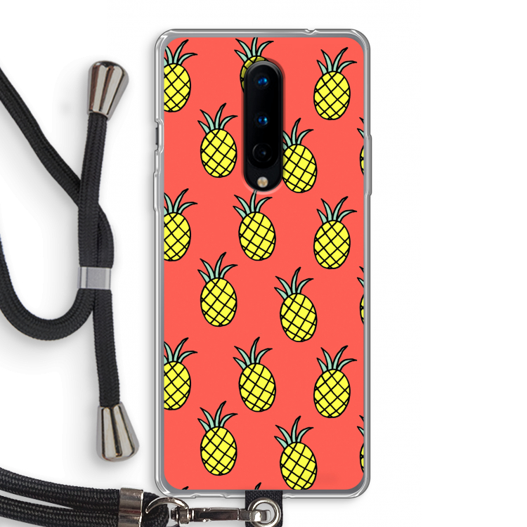 Ananas: OnePlus 8 Transparant Hoesje met koord