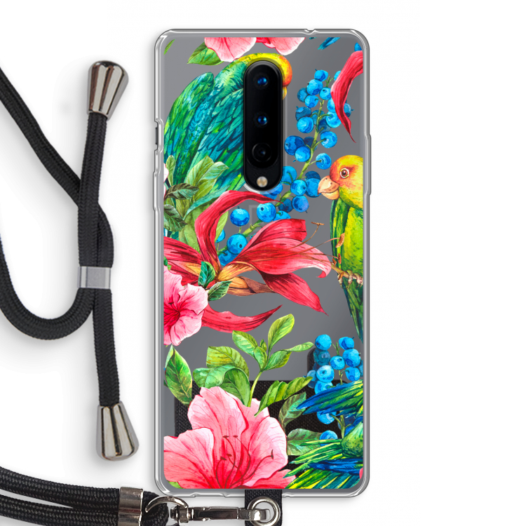 Papegaaien: OnePlus 8 Transparant Hoesje met koord