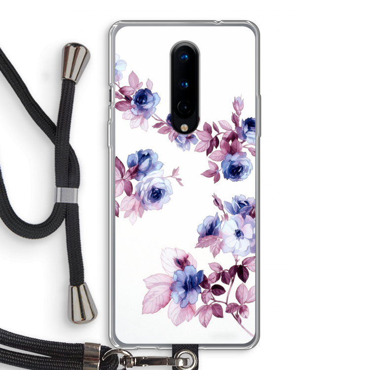 Waterverf bloemen: OnePlus 8 Transparant Hoesje met koord