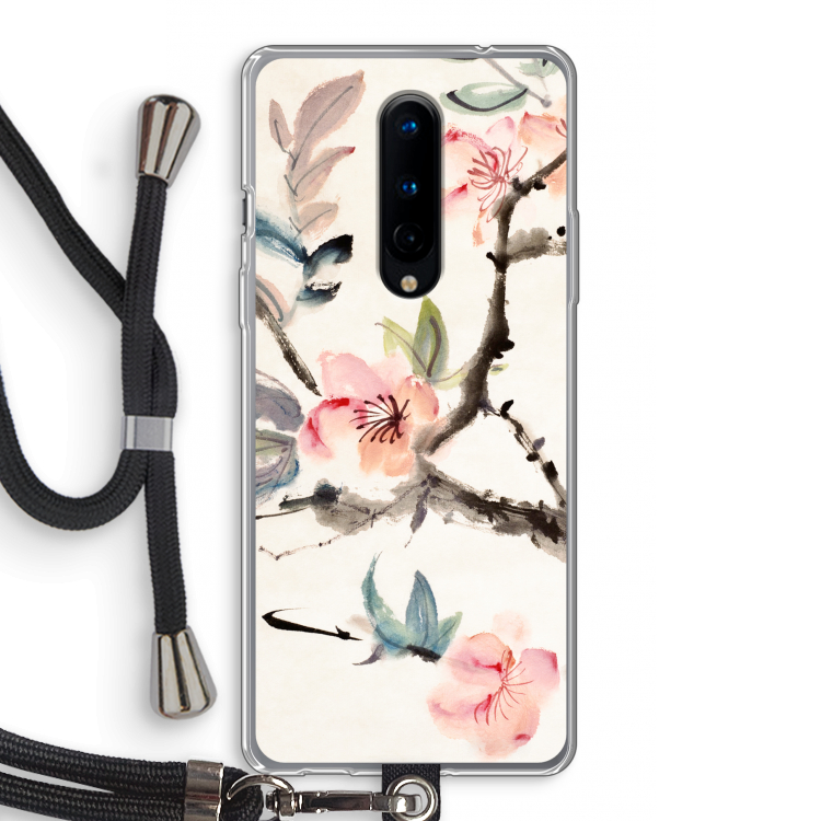 Japanse bloemen: OnePlus 8 Transparant Hoesje met koord