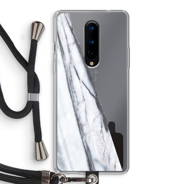 Gestreepte marmer: OnePlus 8 Transparant Hoesje met koord