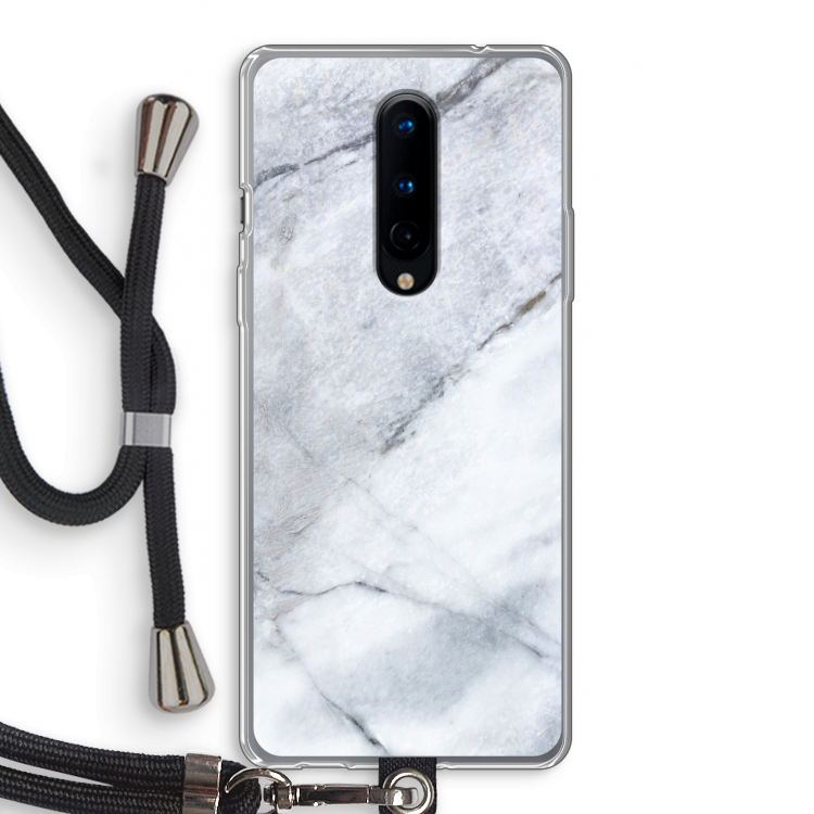 Witte marmer: OnePlus 8 Transparant Hoesje met koord