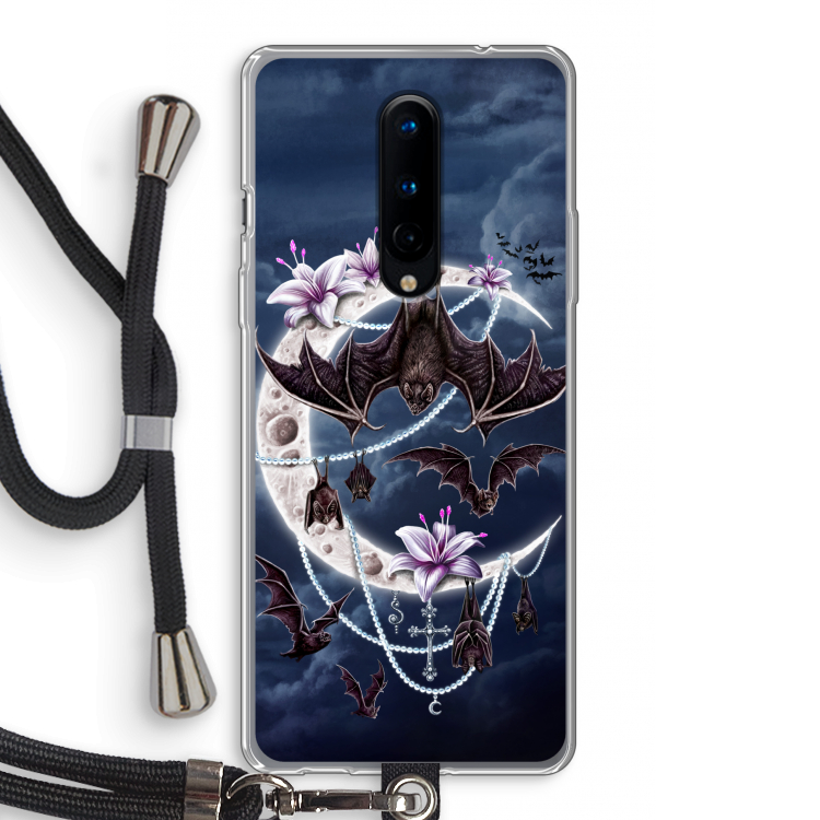 Vleermuizen Maan: OnePlus 8 Transparant Hoesje met koord