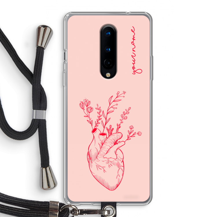 Blooming Heart: OnePlus 8 Transparant Hoesje met koord