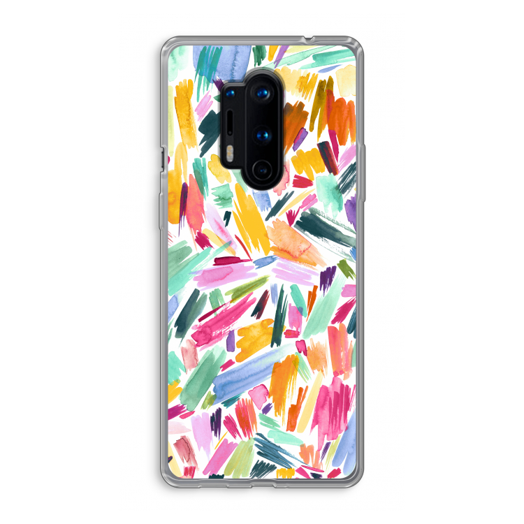 Watercolor Brushstrokes: OnePlus 8 Pro Transparant Hoesje