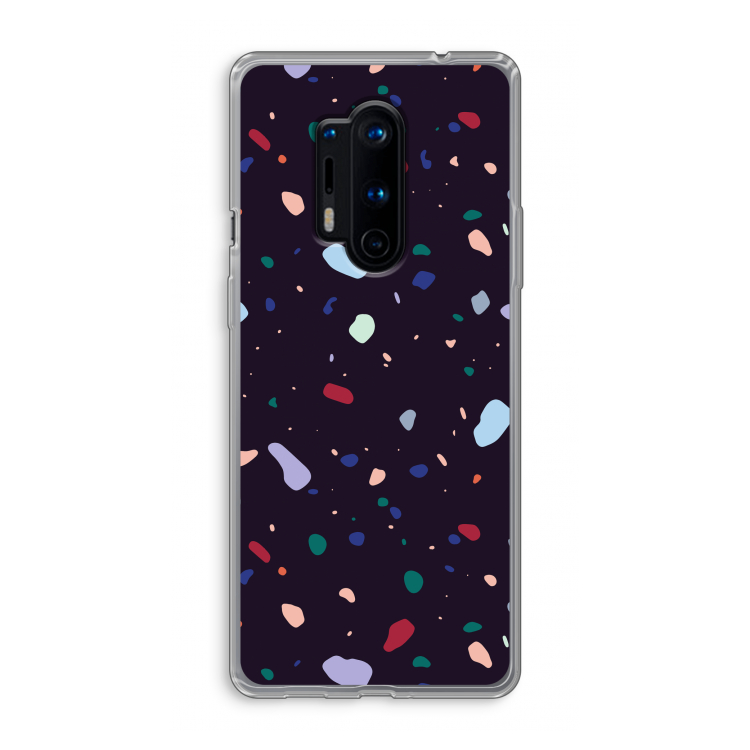 Dark Rounded Terrazzo: OnePlus 8 Pro Transparant Hoesje