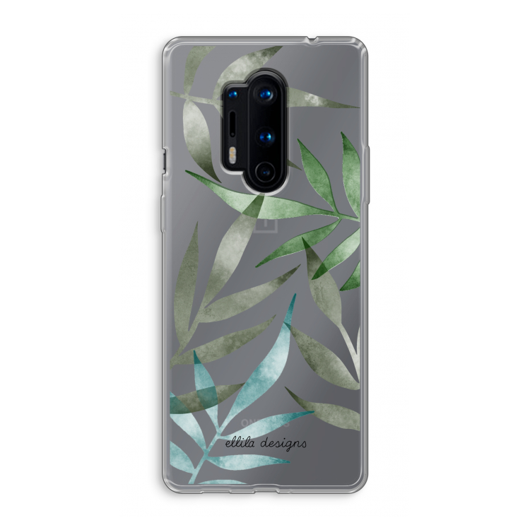 Tropical watercolor leaves: OnePlus 8 Pro Transparant Hoesje