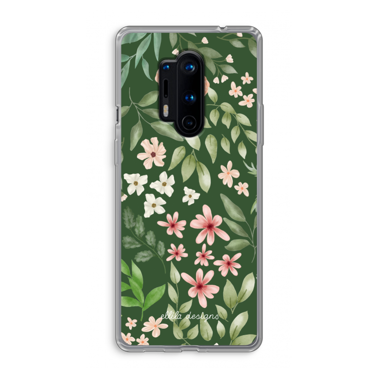 Botanical green sweet flower heaven: OnePlus 8 Pro Transparant Hoesje