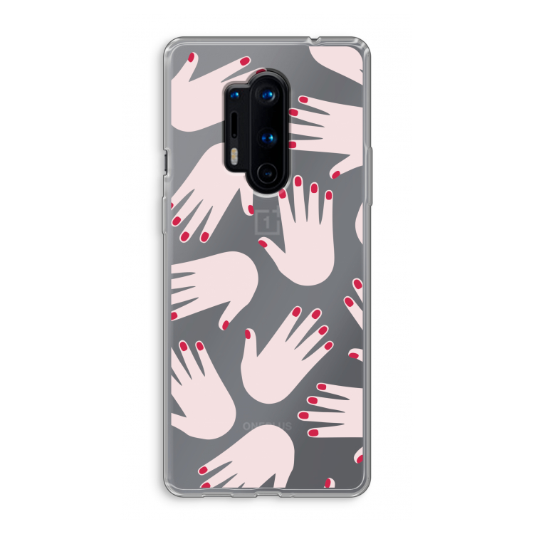 Hands pink: OnePlus 8 Pro Transparant Hoesje