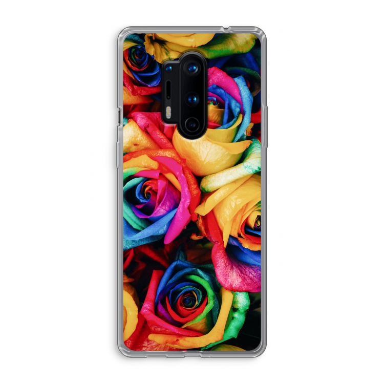 Neon bloemen: OnePlus 8 Pro Transparant Hoesje