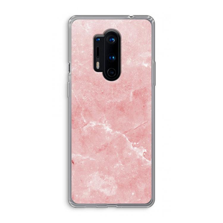 Roze marmer: OnePlus 8 Pro Transparant Hoesje