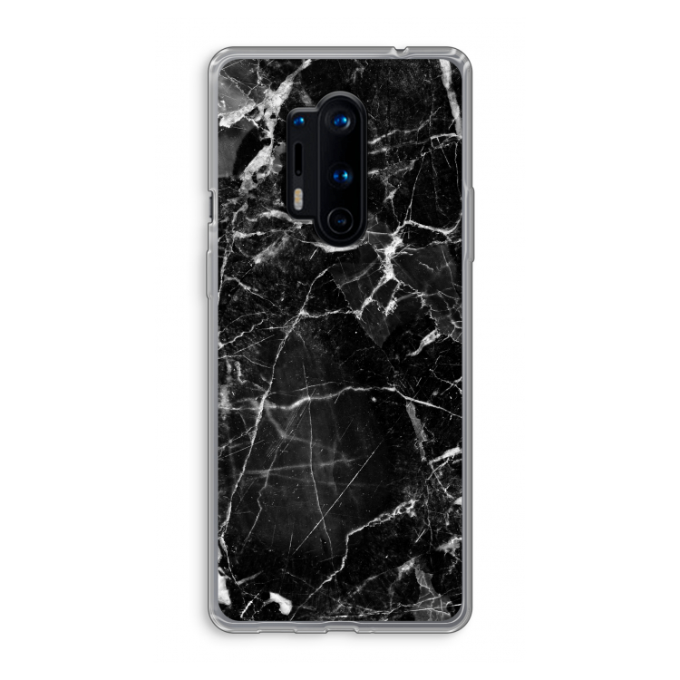 Zwart Marmer 2: OnePlus 8 Pro Transparant Hoesje