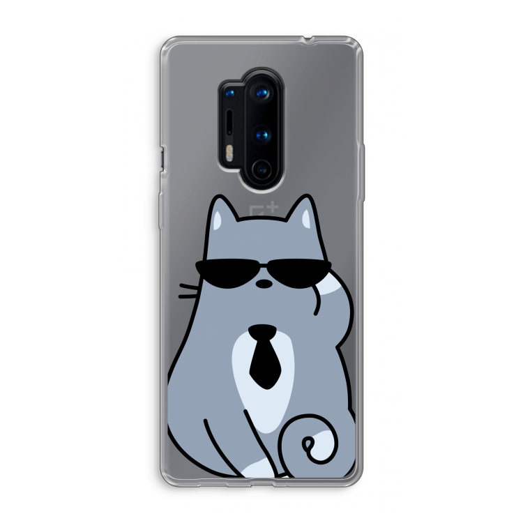 Cool cat: OnePlus 8 Pro Transparant Hoesje