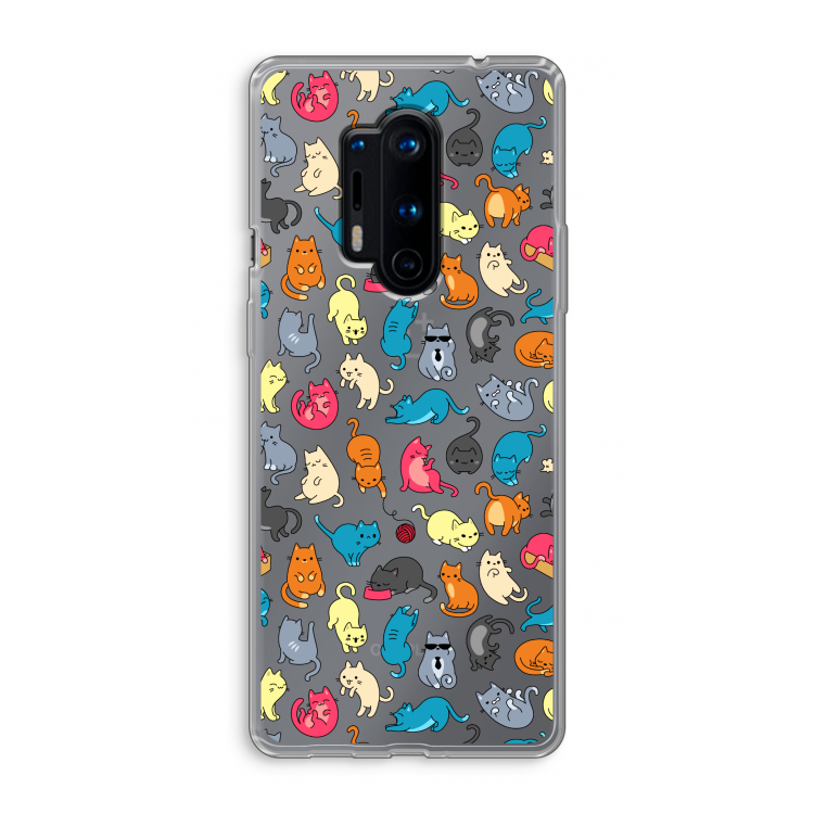Kleurrijke katten: OnePlus 8 Pro Transparant Hoesje