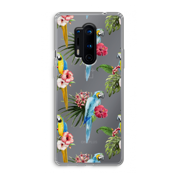 Kleurrijke papegaaien: OnePlus 8 Pro Transparant Hoesje