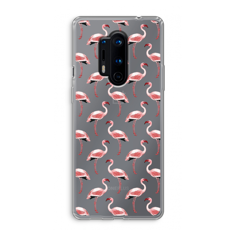 Flamingoprint groen: OnePlus 8 Pro Transparant Hoesje